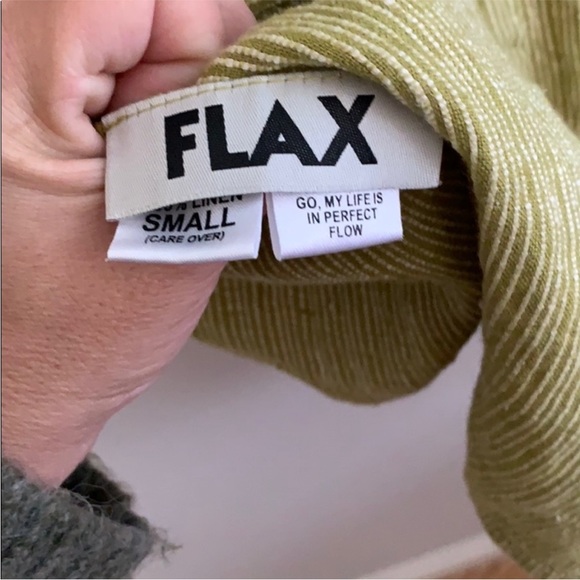 Flax Maxi Green Stripe Elastic Waist Skirt S - Picture 7 of 8